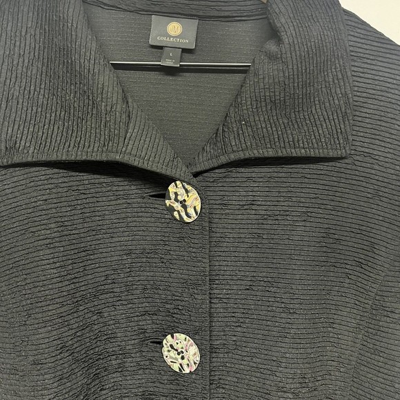 JM Collection Womens Textured Bell Sleeve Jacket Size L Black Career Workwear - Picture 5 of 9